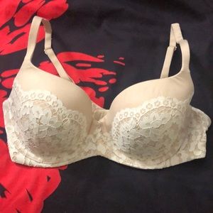 Cream lace demi bra